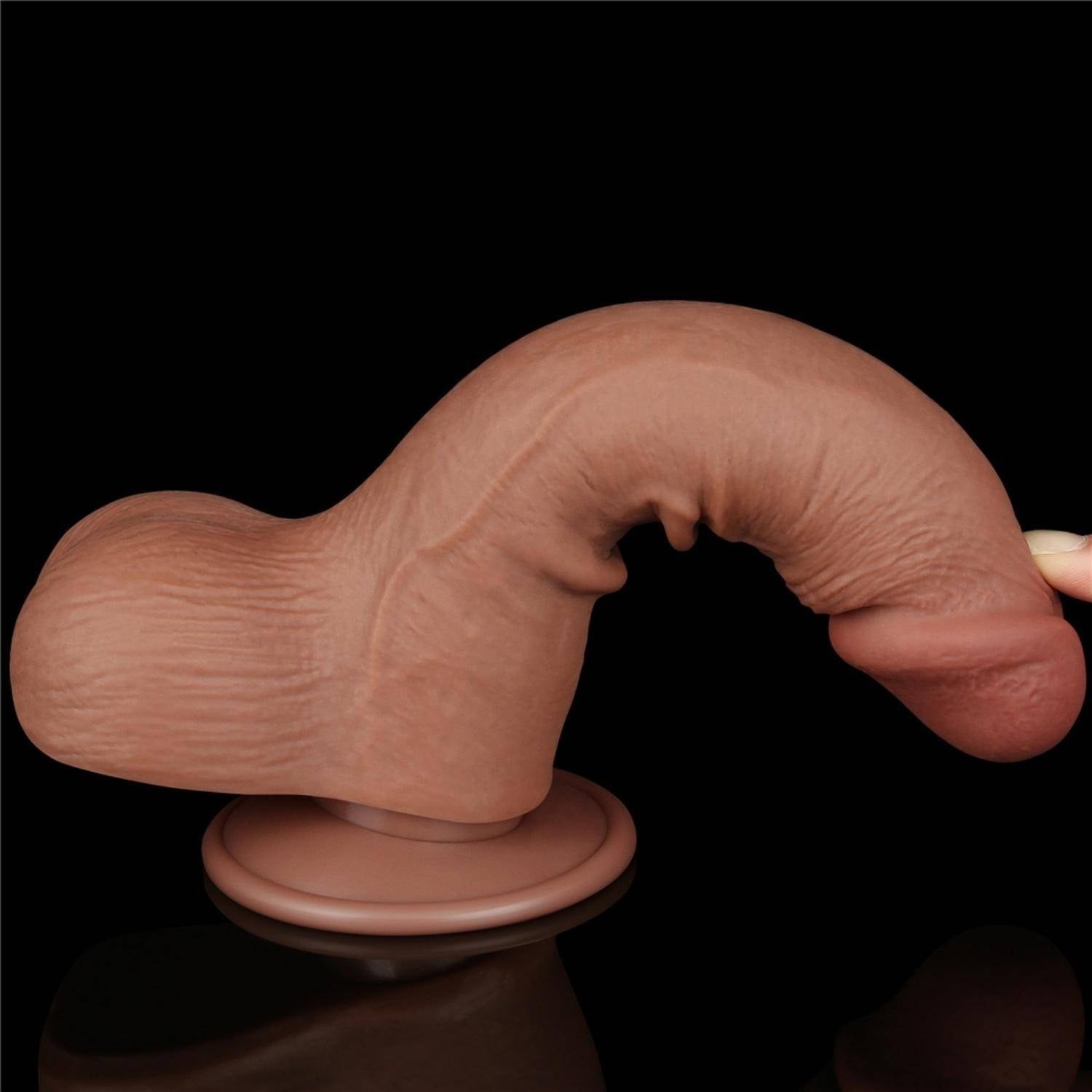 Felix - Hareketli Kayar Deri Çift Katmanlı Realistik Vibratör Dildo Ultra Yumuşak Gerçekçi Titreşimli Zenci Yapay Penis