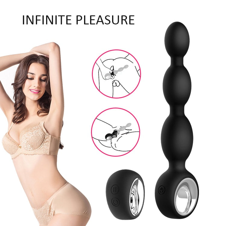 Milly - Şarjlı Uzaktan Kumandalı Tutma Aparatlı Boncuk Prostat Uyarıcı Vibratör Silikon Titreşimli Anal Beads Plug