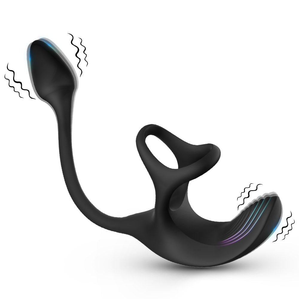 Cradle of Devil - Şarjlı Penis Halkalı Aynı Anda Testis Perine ve Prostat Uyarıcı 3 in 1 Vibratör