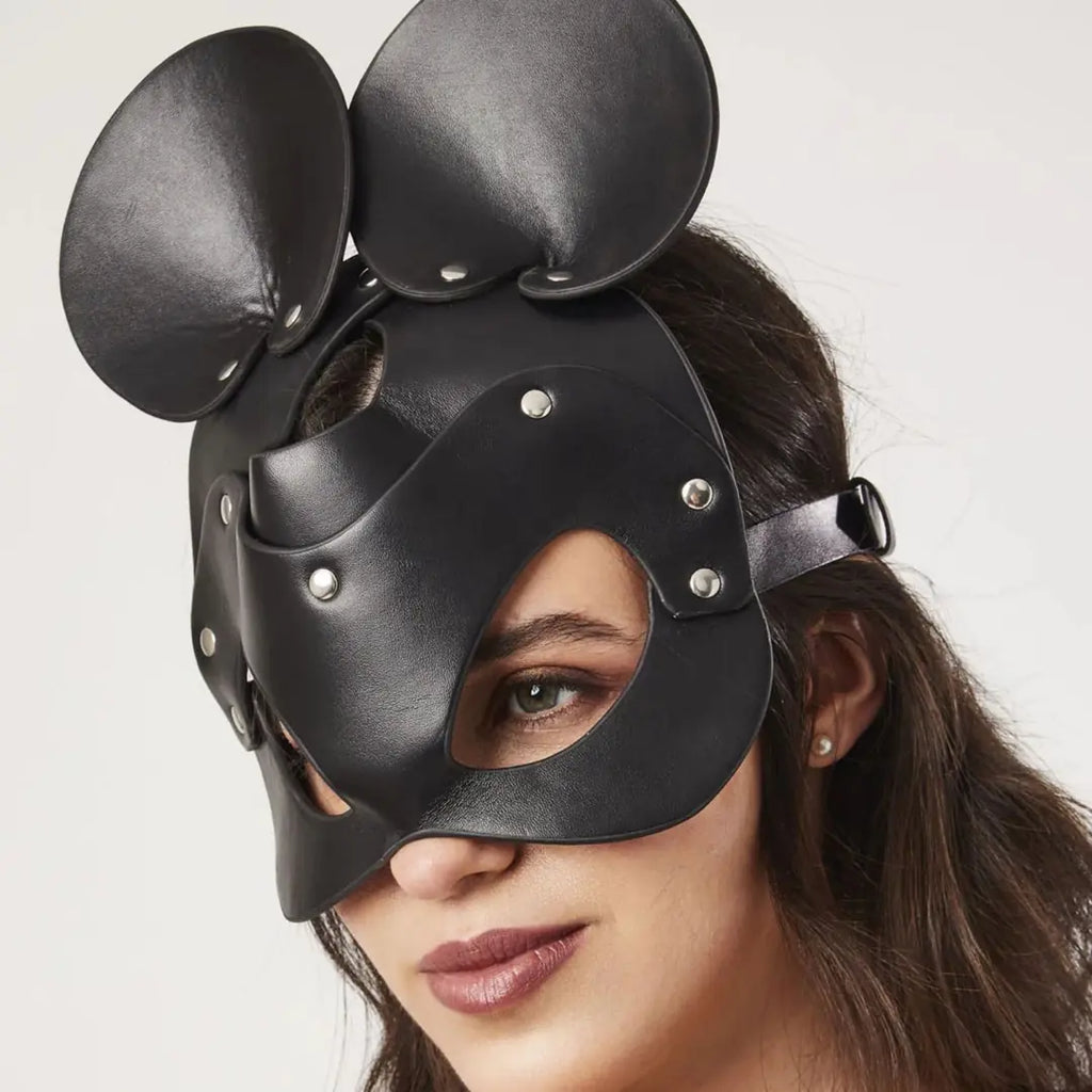 Sens Fantasy Minnie Mouse Mask Yuvarlak Kulaklı Fantezi Deri Maske - J967