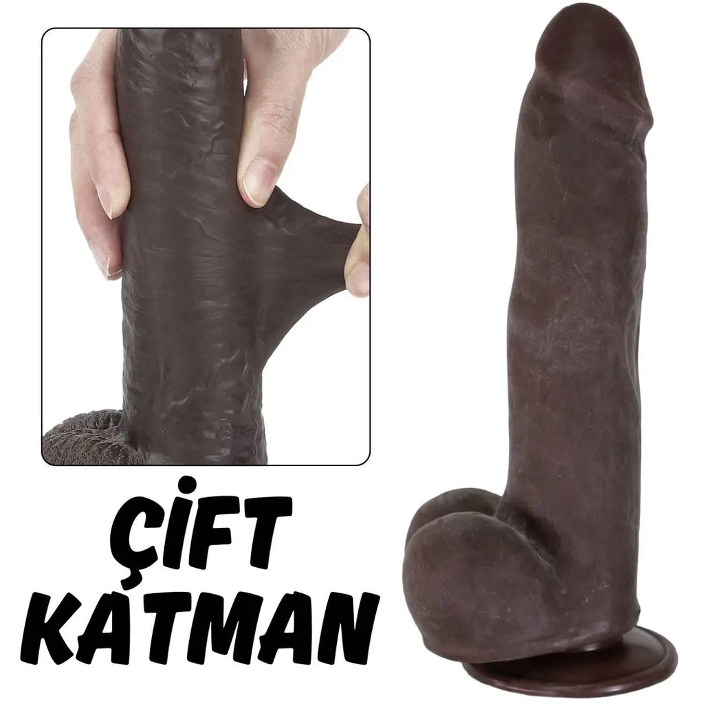 Ruben - Hareketli Kayar Deri Çift Katmanlı Realistik Vibratör Dildo Ultra Yumuşak Gerçekçi Titreşimli Zenci Yapay Penis