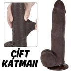 Ruben - Hareketli Kayar Deri Çift Katmanlı Realistik Vibratör Dildo Ultra Yumuşak Gerçekçi Titreşimli Zenci Yapay Penis
