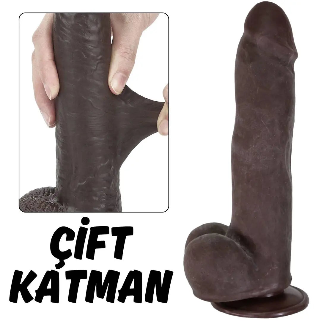 Ruben - Hareketli Kayar Deri Çift Katmanlı Realistik Vibratör Dildo Ultra Yumuşak Gerçekçi Titreşimli Zenci Yapay Penis