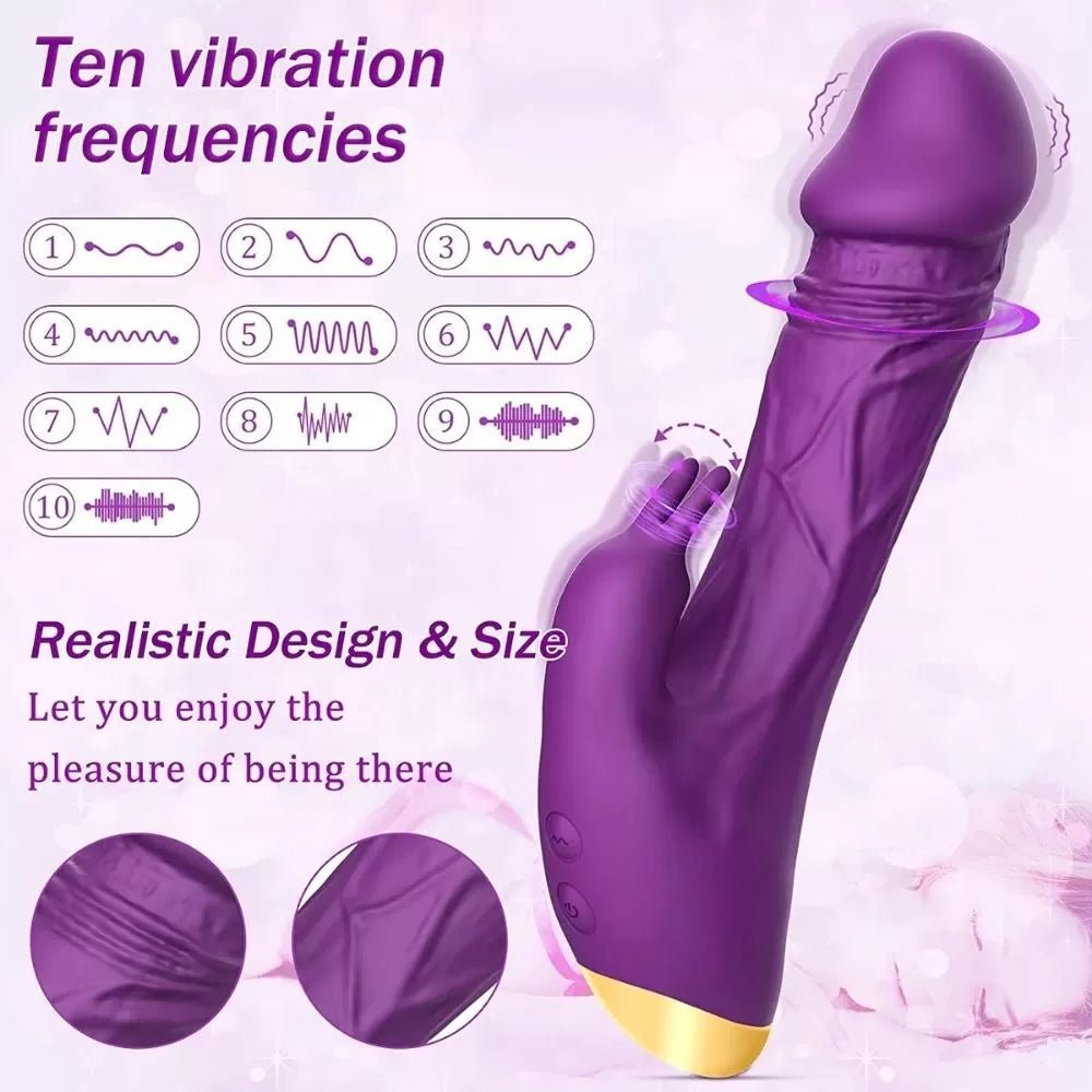 Şarjlı Çift Titreşim Motorlu Klitoris ve G Spot Uyarıcı Dildo Rabbit Vibratör - Senserotikshop