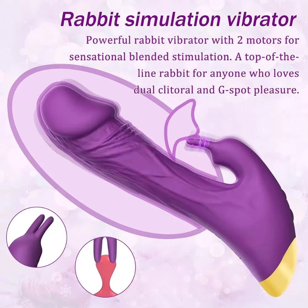 Şarjlı Çift Titreşim Motorlu Klitoris ve G Spot Uyarıcı Dildo Rabbit Vibratör - Senserotikshop