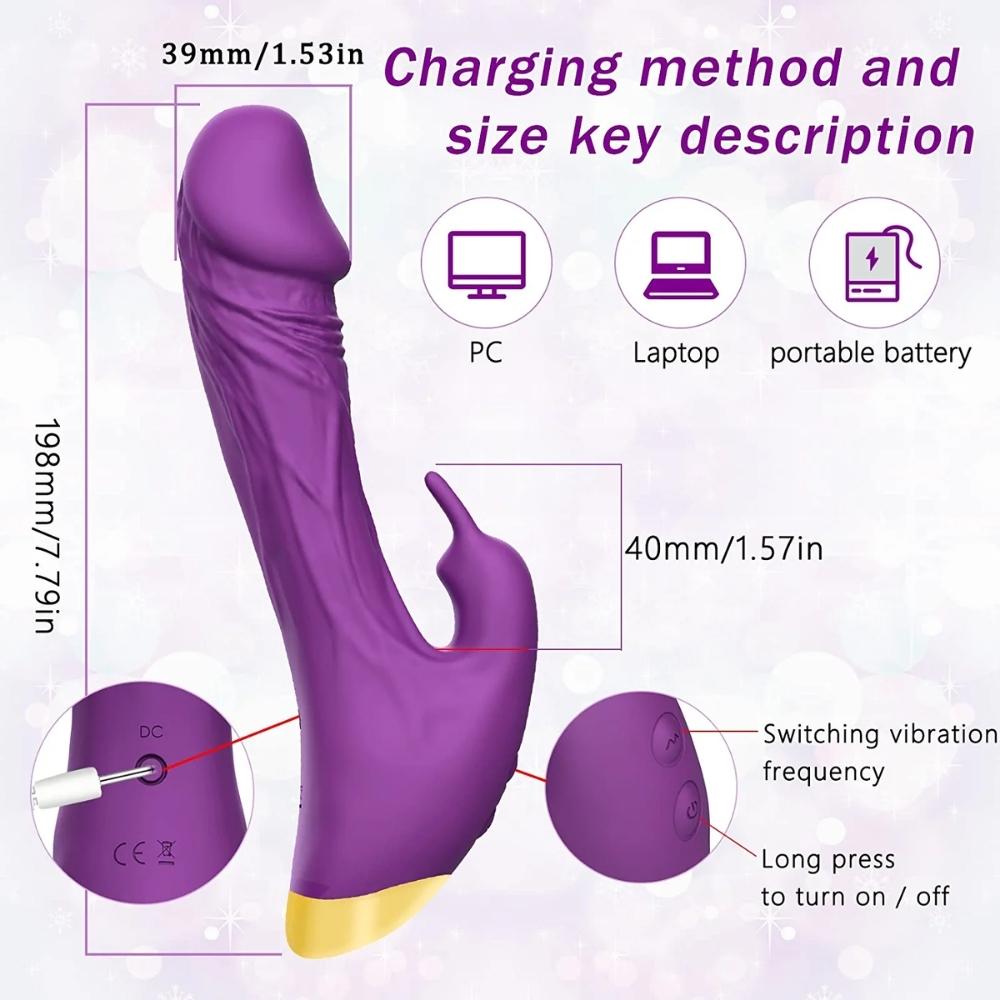 Şarjlı Çift Titreşim Motorlu Klitoris ve G Spot Uyarıcı Dildo Rabbit Vibratör - Senserotikshop