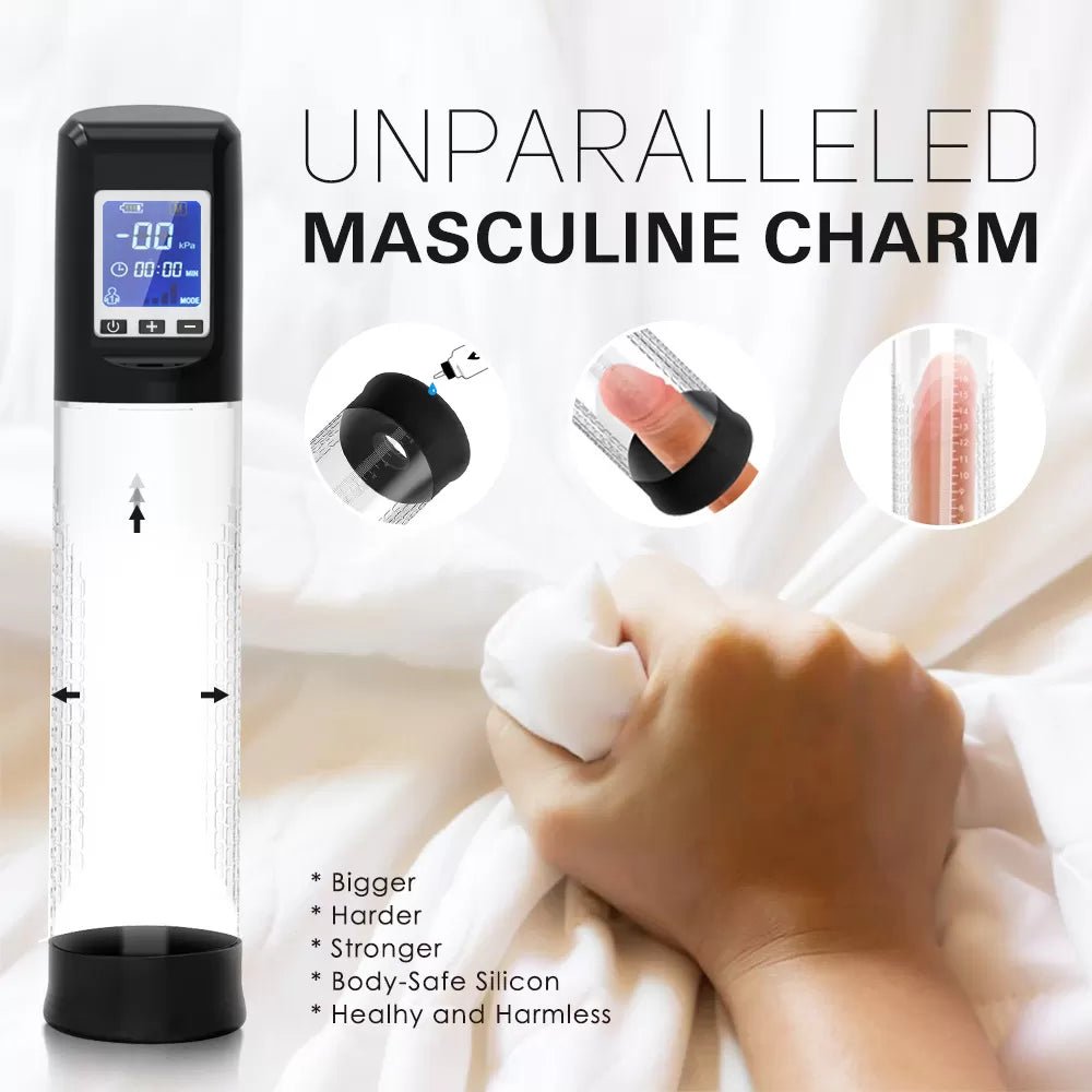 Şarjlı LCD Ekran Dijital Göstergeli Profesyonel Akıllı Tam Otomatik Penis Vakum Pompası - SENS SHOP