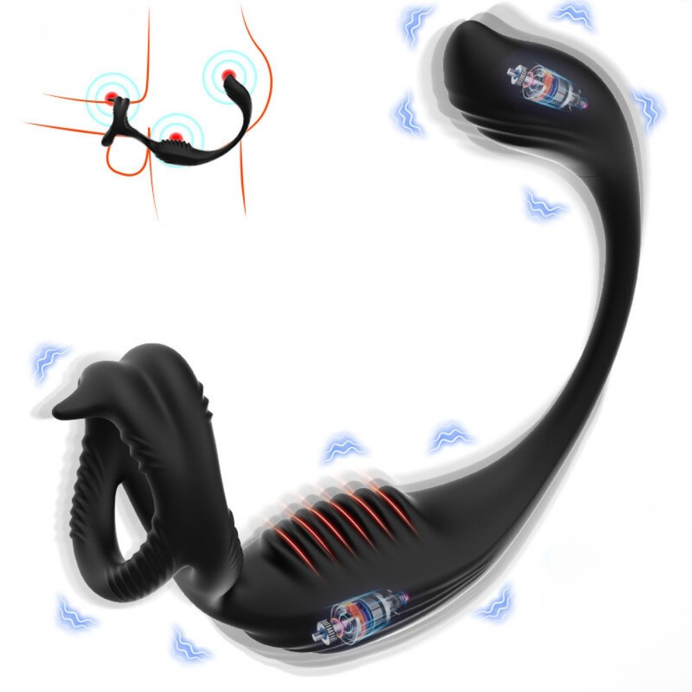 Şarjlı Testis ve Penis Halkalı Güçlü Titreşimli Çift Motorlu Perine ve Prostat Uyarıcı Vibratör - Senserotikshop
