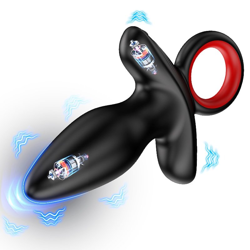 Şarjlı Tutma Aparatlı Güçlü Titreşimli Anal Plug 2 in 1 Çift Motorlu Perine Prostat Masaj Vibratör - Senserotikshop