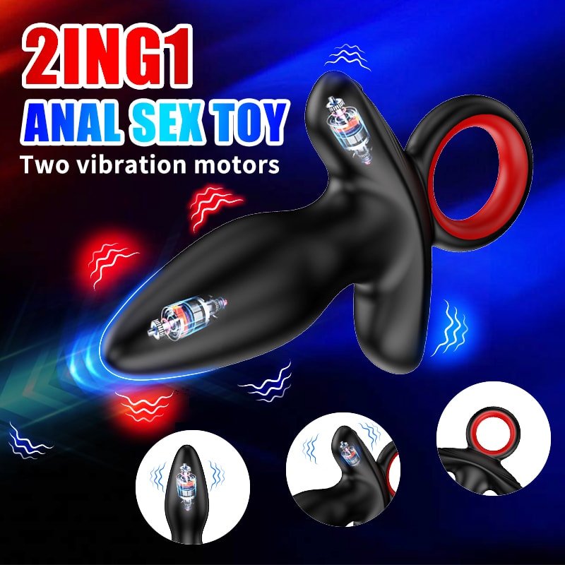 Şarjlı Tutma Aparatlı Güçlü Titreşimli Anal Plug 2 in 1 Çift Motorlu Perine Prostat Masaj Vibratör - Senserotikshop