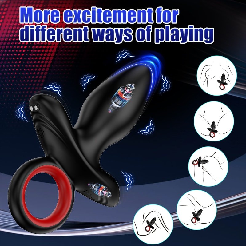 Şarjlı Tutma Aparatlı Güçlü Titreşimli Anal Plug 2 in 1 Çift Motorlu Perine Prostat Masaj Vibratör - Senserotikshop