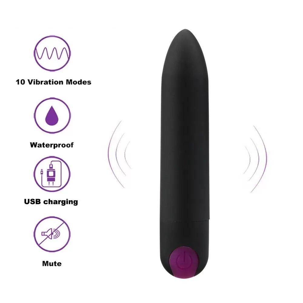 Şarjlı Ultra Güçlü 10 Titreşim Modlu Su Geçirmez Kolay Taşınabilir Bullet Mini Vibratör - Senserotikshop