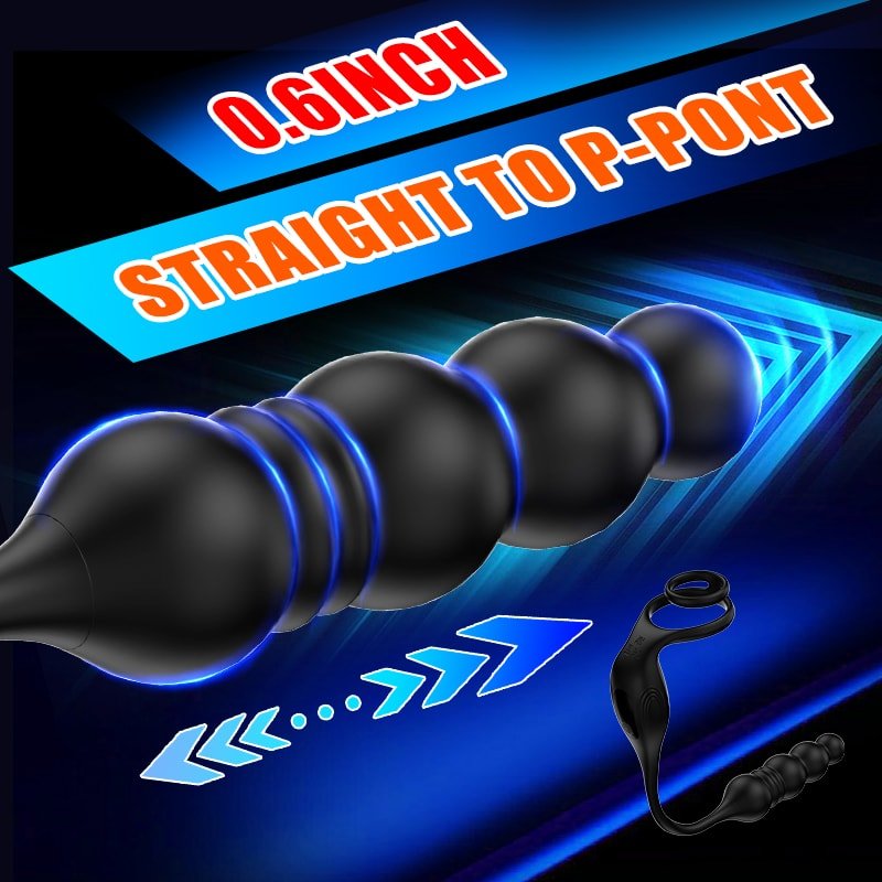 Şarjlı Uzaktan Kumandalı İleri Geri Hareketli Penis Halkalı Beads Perine Prostat Uyarıcı Vibratör - Senserotikshop