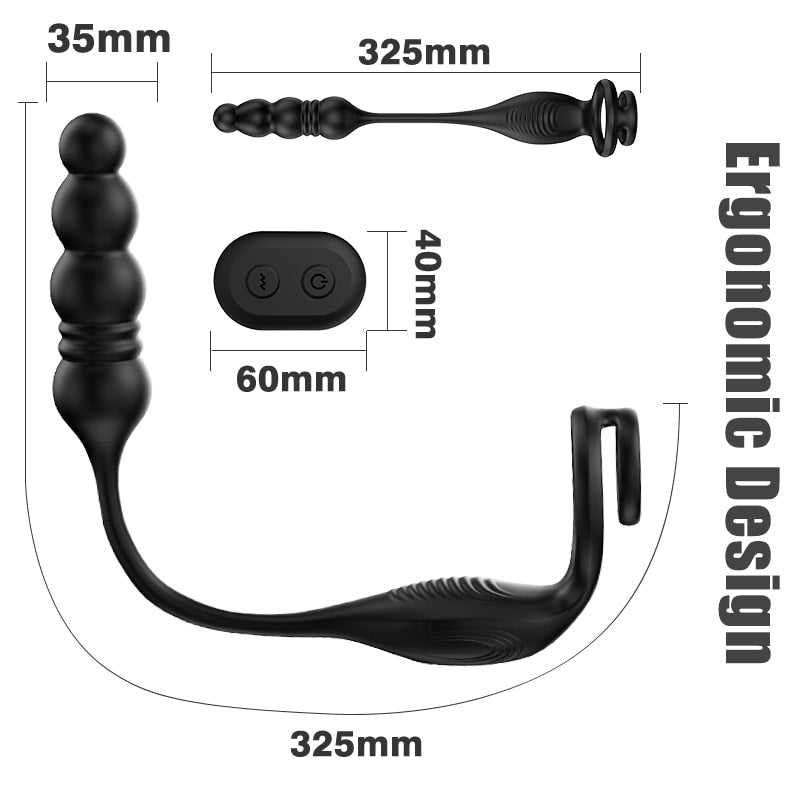 Şarjlı Uzaktan Kumandalı İleri Geri Hareketli Penis Halkalı Beads Perine Prostat Uyarıcı Vibratör - Senserotikshop