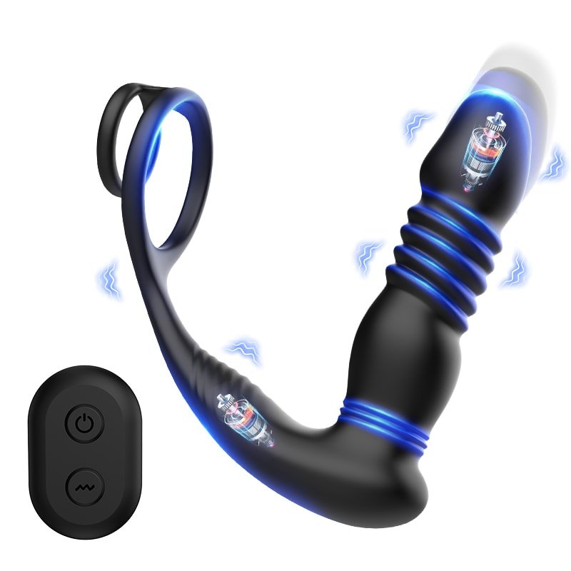 Şarjlı Uzaktan Kumandalı İleri Geri Hareketli Testis ve Penis Halkalı Perine Prostat Masaj Vibratör - Senserotikshop