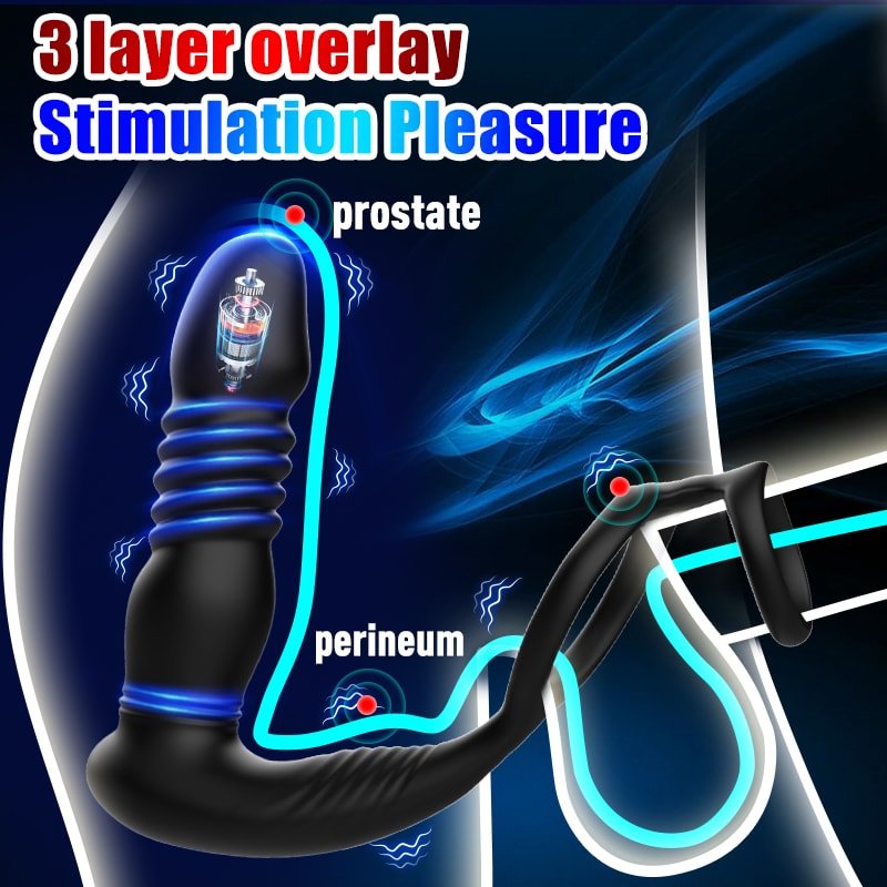 Şarjlı Uzaktan Kumandalı İleri Geri Hareketli Testis ve Penis Halkalı Perine Prostat Masaj Vibratör - Senserotikshop
