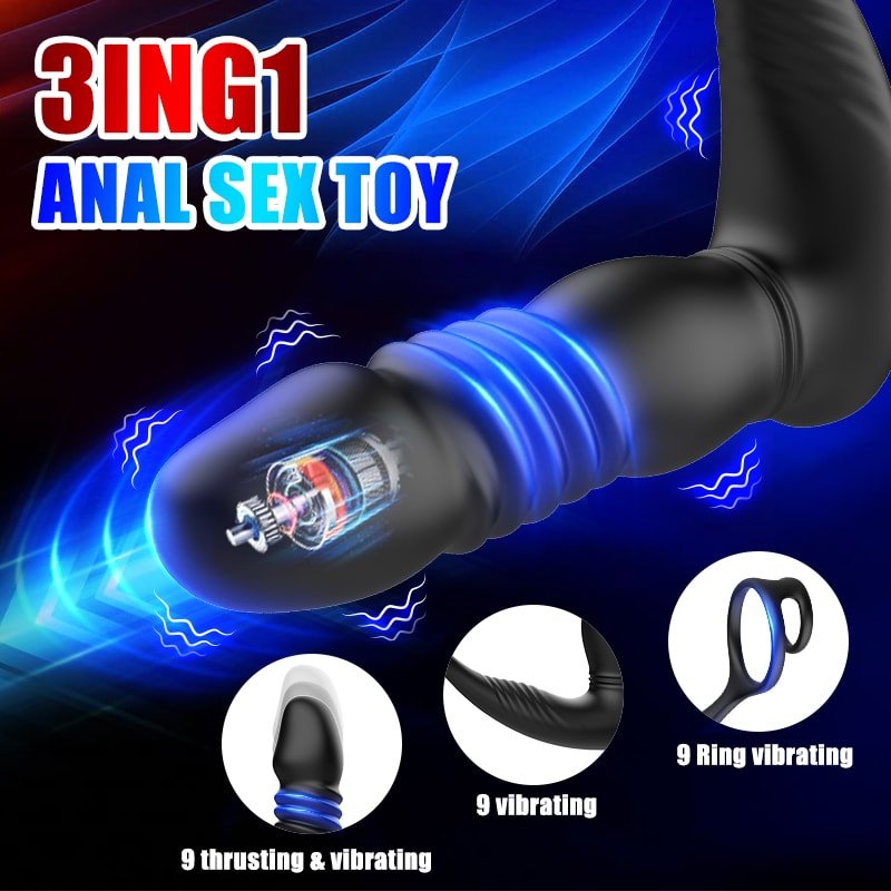 Şarjlı Uzaktan Kumandalı İleri Geri Hareketli Testis ve Penis Halkalı Perine Prostat Masaj Vibratör - Senserotikshop