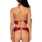 Sens Fantezi İç Giyim Büyük Beden Dantel Alt Üst Erotik Takım Seksi Sütyen Tanga Jartiyer Set Kırmızı - 6381 - SENS SHOP