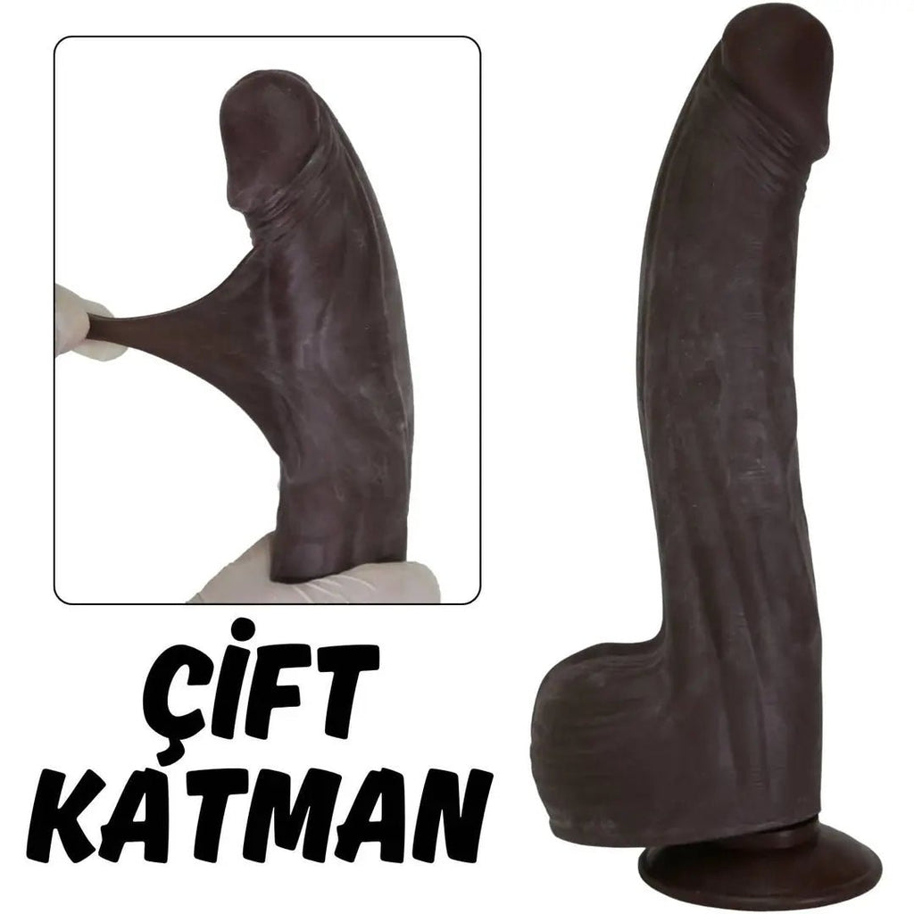 Tyler - Mega Boy Hareketli Kayar Deri Çift Katmanlı Realistik Vibratör Dildo Ultra Yumuşak Gerçekçi Titreşimli Yapay Penis - SENS SHOP