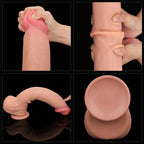 Wesley - Mega Boy Hareketli Kayar Deri Çift Katmanlı Realistik Vibratör Dildo Ultra Yumuşak Gerçekçi Titreşimli Yapay Penis - SENS SHOP