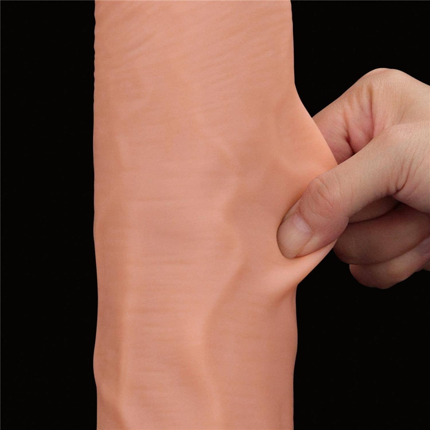 Wesley - Mega Boy Hareketli Kayar Deri Çift Katmanlı Realistik Vibratör Dildo Ultra Yumuşak Gerçekçi Titreşimli Yapay Penis - SENS SHOP