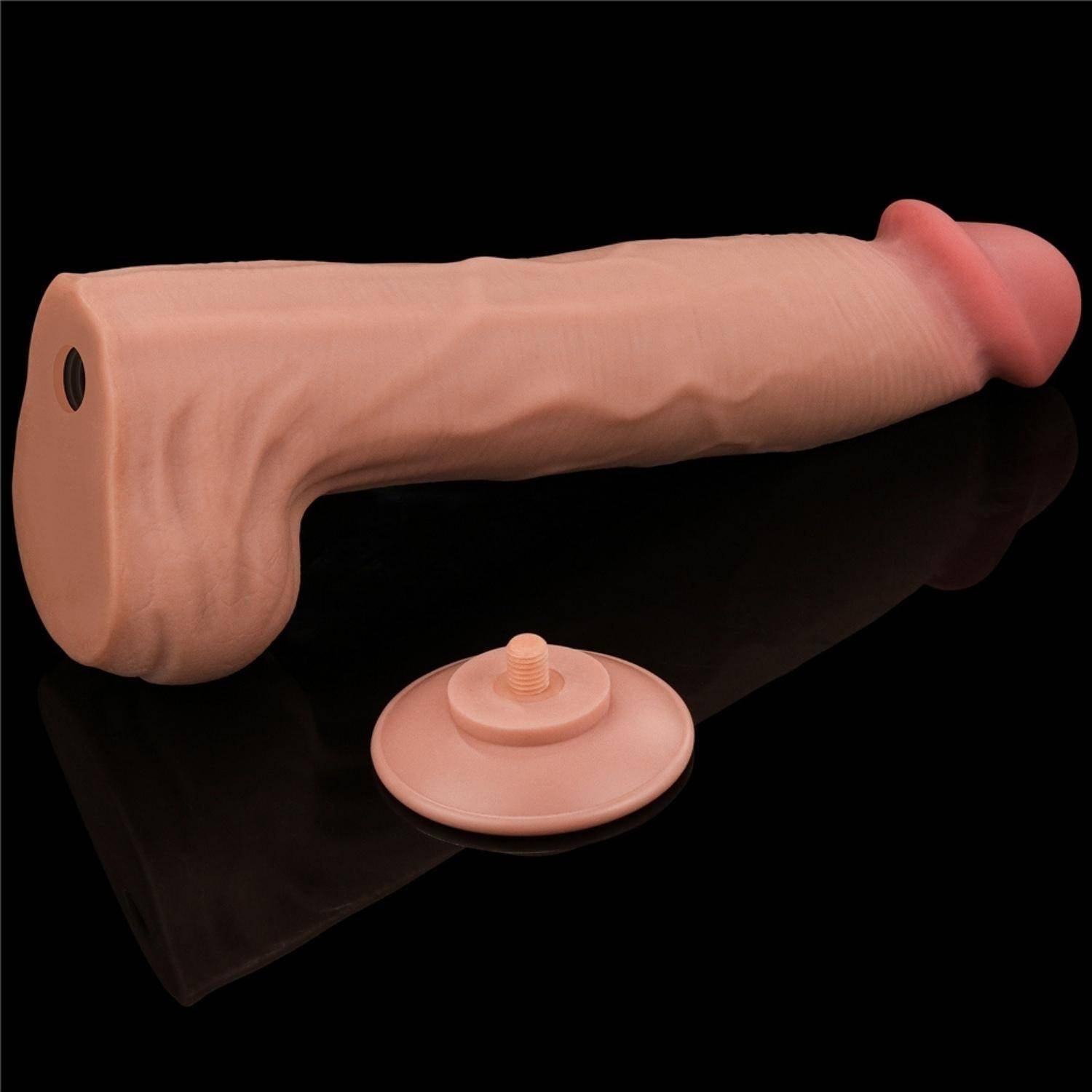 Wesley - Mega Boy Hareketli Kayar Deri Çift Katmanlı Realistik Vibratör Dildo Ultra Yumuşak Gerçekçi Titreşimli Yapay Penis - SENS SHOP