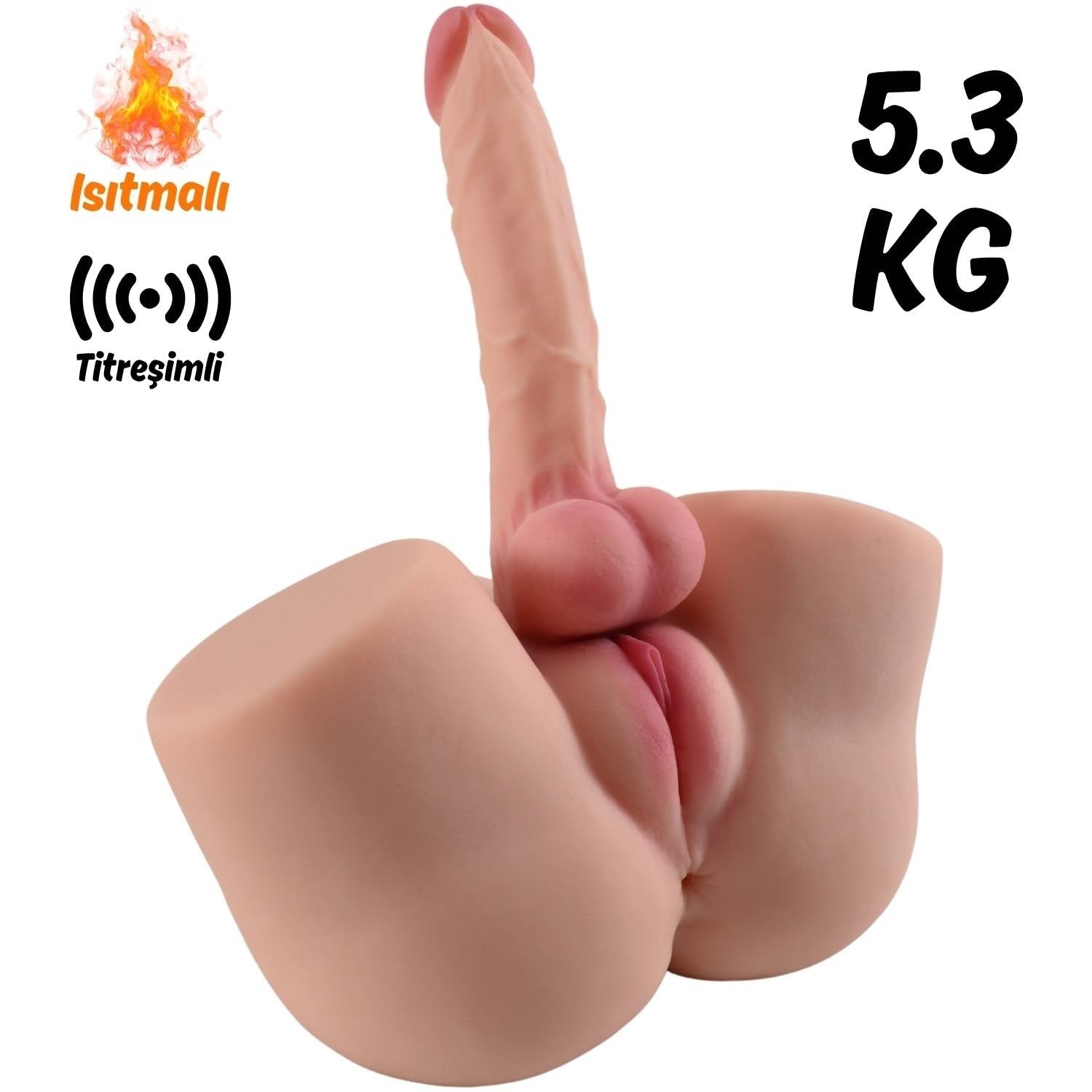 Zaya - Anal Vajina Girişli 19 CM Yapay Penisli Isıtmalı Titreşimli Realistik Kalça Mastürbatör Trans Manken 5.3 KG - SENS SHOP