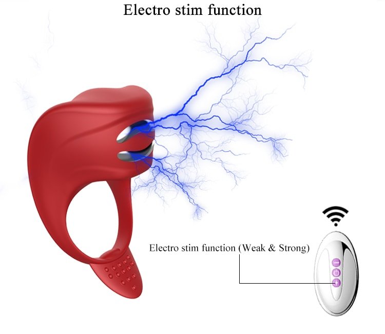 Zeus - Şarjlı Uzaktan Kumandalı Su Geçirmez Electro Stim ve Güçlü Titreşimli Klitoris Uyarıcı Penis Yüzüğü - SENS SHOP