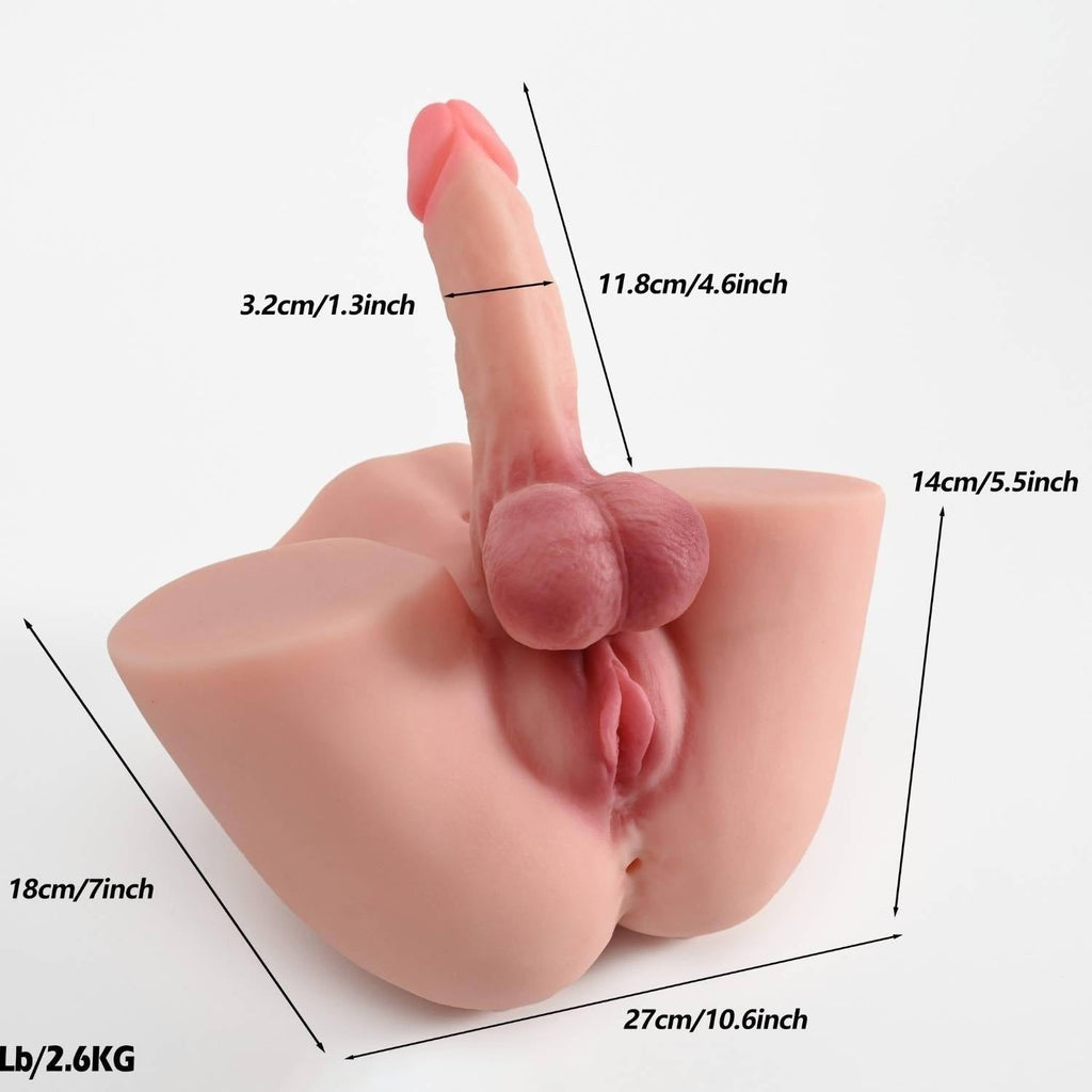Zion - Anal Vajina Girişli 12 CM Yapay Penisli Isıtmalı Titreşimli Realistik Kalça Mastürbatör Trans Manken 2.6 KG - SENS SHOP