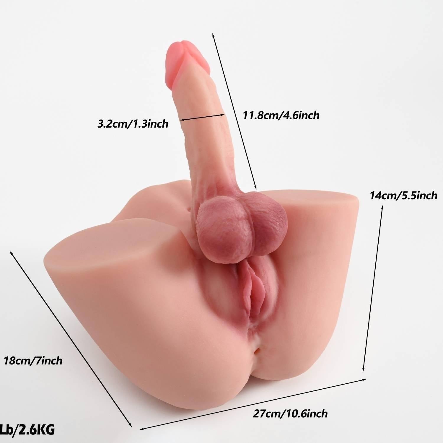 Zion - Anal Vajina Girişli 12 CM Yapay Penisli Isıtmalı Titreşimli Realistik Kalça Mastürbatör Trans Manken 2.6 KG - SENS SHOP